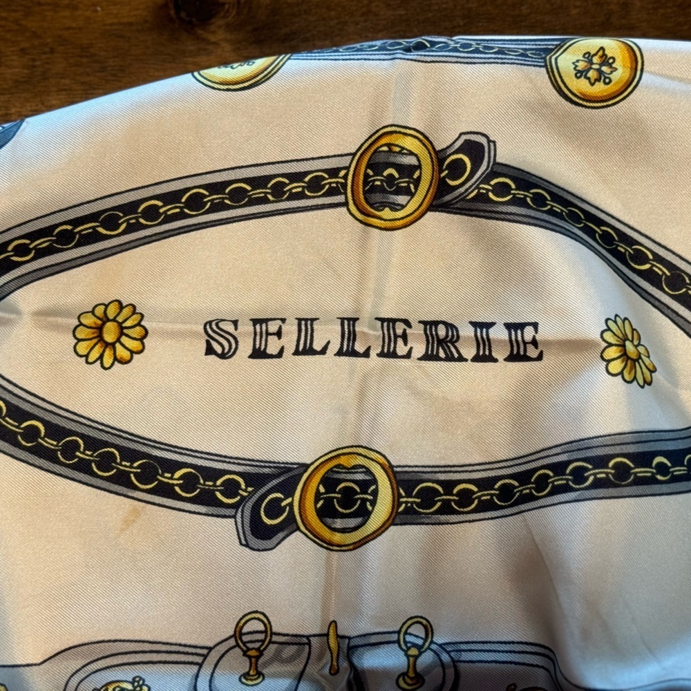 Celine Vintage 100% Silk Scarf Red Cream Gold - Picture 3 of 9